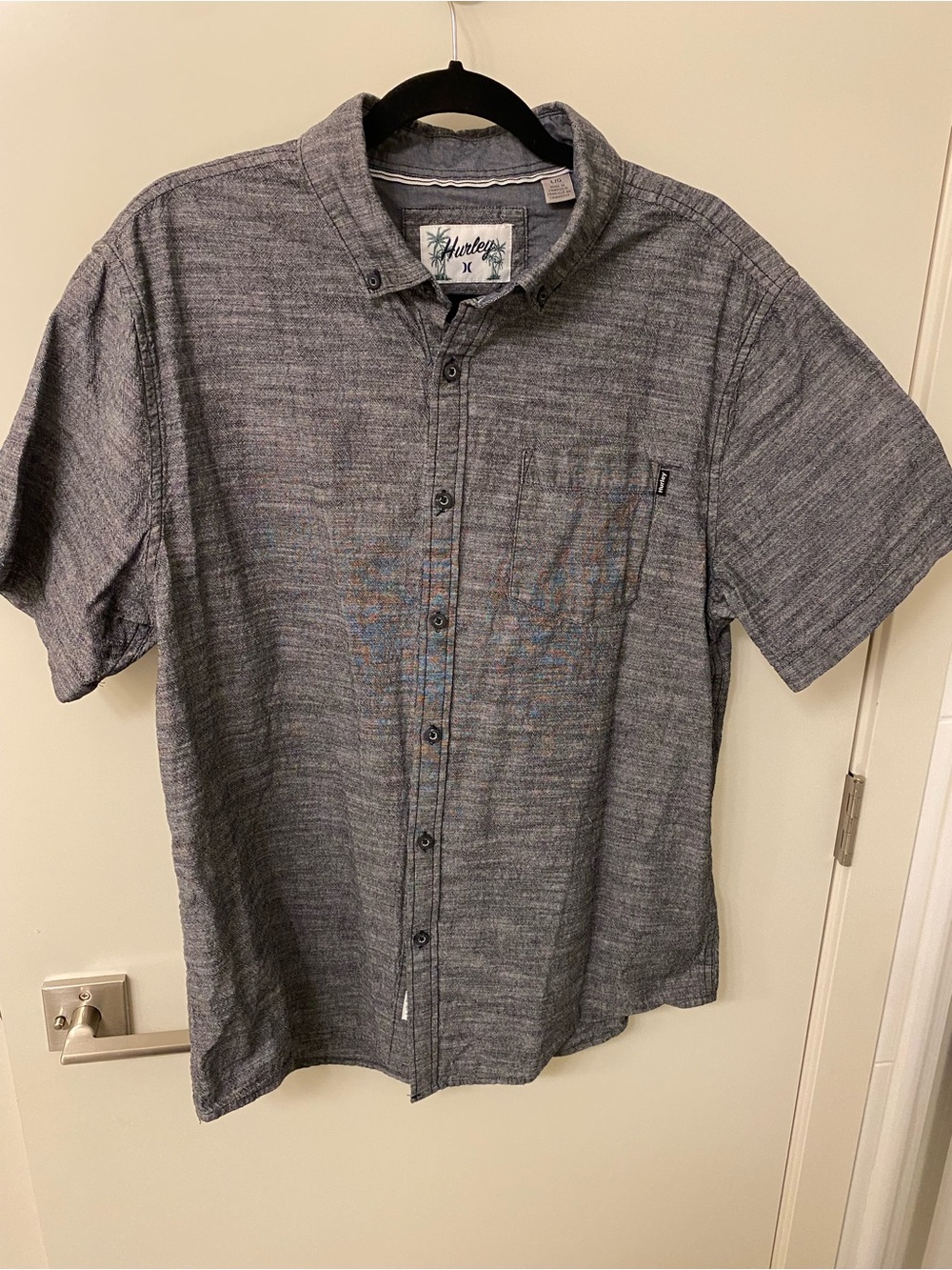 Hurley Men’s Short-Sleeve Button-Down Shirt - Heather Gray